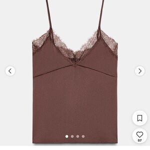 Zara Chocolate Lace Detail Top